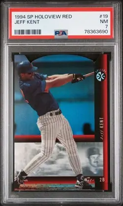 1994 SP Parallel JEFF KENT Die-Cut RED HOLOVIEW Rare Insert # 19 Mets PSA 7 - Image 1