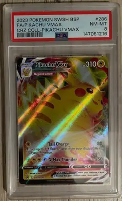 Pokemon SWSH PIKACHU VMAX Crown Zenith Collection Black Star Promo SWSH286 PSA 8 - Image 1