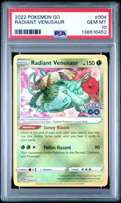2022 POKEMON GO #004 RADIANT VENUSAUR PSA 10 - Image 1