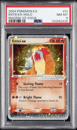 2004 POKEMON EX TEAM MAGMA VS TEAM AQUA #91 ENTEI EX-HOLO PSA 8 - Image 1