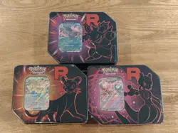 Lot of 3 Pokemon Team Rocket EX Tin Bundle Persian Nidoking Mewtwo Sealed New - Image 1