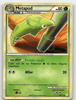 METAPOD 46/123 UNCOMMON HEARTGOLD & SOULSILVER POKEMON NEAR MINT - Image 2