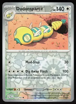 Dudunsparce 157/193 Uncommon Paldea Evolved Pokemon Reverse Holo Near Mint - Image 1