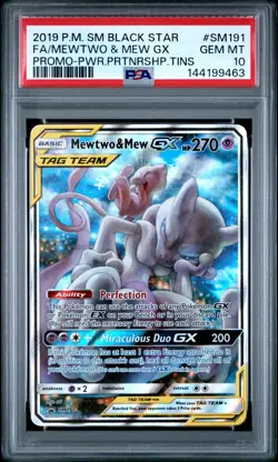 2019 POKEMON SM BLACK STAR PROMO #SM191 FULL ART/MEWTWO & MEW GX PSA 10 - Image 1