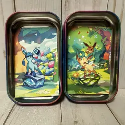 Pokemon TCG Prismatic Evolutions Glaceon & Leafeon Tin Set With Art Card & Coin - Image 3
