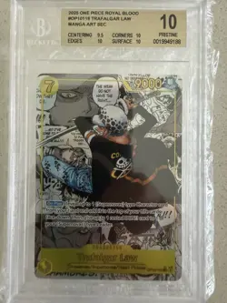 One Piece CCG Trafalgar Law Manga Alternate Art OP10-119 Beckett 10 Pristine - Image 1