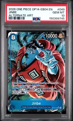 2026 ONE PIECE OP14-EB04-EN #049 JINBE ALTERNATE ART PSA 10 (Q745 - Image 1