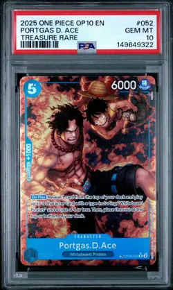 2025 ONE PIECE OP10-ROYAL BLOOD TREASURE RARE #052 PORTGAS D. ACE PSA 10 - Image 1