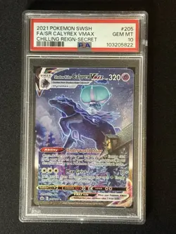 Pokemon Shadow Rider Calyrex VMAX 205/198 Alt Art Chilling Reign PSA 10 GEM MN - Image 1