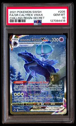 PSA 10 Shadow Rider Calyrex Vmax 205/198 Secret Chilling Reign Pokemon - Image 1
