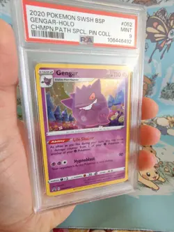 Gengar SWSH052 Promo Champions Path Holo Pin Collection Pokemon CARD PSA 9 - Image 2