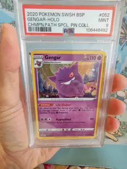 Gengar SWSH052 Promo Champions Path Holo Pin Collection Pokemon CARD PSA 9 - Image 4