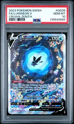 2023 POKEMON SWORD & SHIELD CROWN ZENITH #GG39 FULL ART/LUMINEON V PSA 10 - Image 1