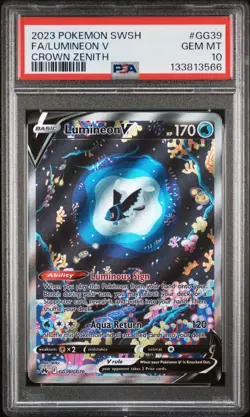 2023 POKEMON SWORD & SHIELD CROWN ZENITH #GG39 FULL ART/LUMINEON V PSA 10 - Image 1