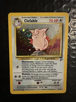 Pokemon TCG Clefable Holo Unlimited Rare Card Base Set 2, 5/130 - Swirl LP - Image 3