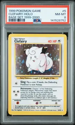 1999 Pokemon Base Set Clefairy Holo Rare 4th Print 5/102 - Pop 42 - PSA 8 - Image 1