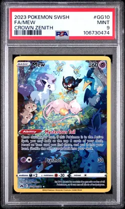 2023 POKEMON SWORD & SHIELD CROWN ZENITH #GG10 FULL ART/MEW PSA 9 - Image 1