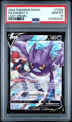 2022 POKEMON SWORD & SHIELD LOST ORIGIN #TG20 FULL ART/CROBAT V PSA 10 - Image 1