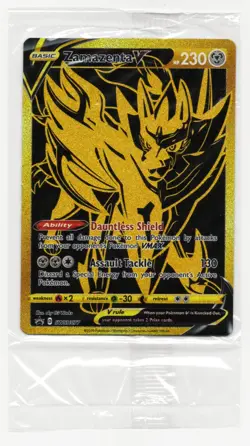 Zamazenta V Pokemon Sword & Shield Black Star Promo (BSP) SWSH077 Holo Gold Rare - Image 1