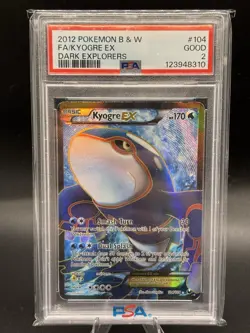 Pokemon Kyogre EX Ultra Rare Full Art Holo Dark Explorers 104/108 2012 PSA 2 - Image 1