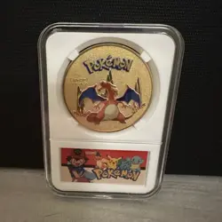 Pokemon Gold Embossed Metal Commemorative Coin Charizard Collectible - Image 1