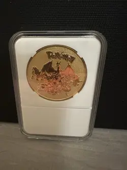 Pokemon Gold Embossed Metal Commemorative Coin Charizard Collectible - Image 2