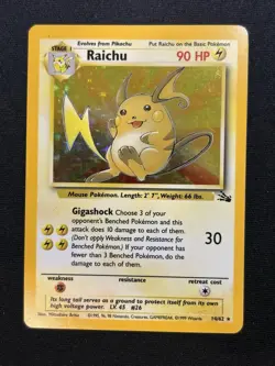 Pokemon TCG Raichu 14/62 Unlimited Holo Fossil - Lightly Played - Image 1