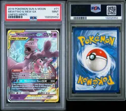 2019 Mewtwo & Mew Gx Pokemon Tag Team Sun & Moon Unified Minds 71/236 PSA 9 - Image 3