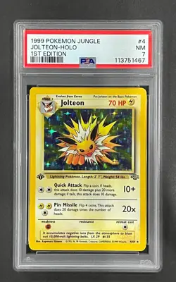 1999 Pokemon Jungle Jolteon-Holo Jolteon Holo First 1st Edition #4/64 PSA 7 - Image 1