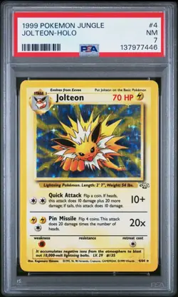 1999 POKEMON JUNGLE #4 JOLTEON-HOLO PSA 7 - Image 1