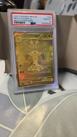 Mega Lucario Ex Gold Card Pokemon Mega Evolution 2025 188/132 PSA 10 - Image 2