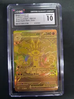 2025 POKEMON MEGA ULTRA RARE #188/132 MEGA LUCARIO EX CGC 10 GEM MINT - Image 1