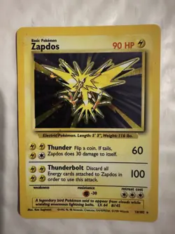 ZAPDOS 1999 Base Set Holo Rare Pokemon Card 16/102 Vintage - Image 1