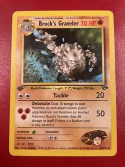 Brock's Graveler 34/132 Gym Challenge Regular first edition pokemon card (LP) - Image 1