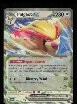 Pidgeot ex 164/197 Double Rare Obsidian Flames Pokemon Near Mint - Image 1