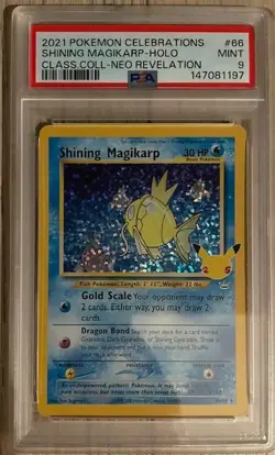 Pokemon Shining Magikarp 66/64 Celebrations Classic Collection Holo PSA 9 2021 - Image 1