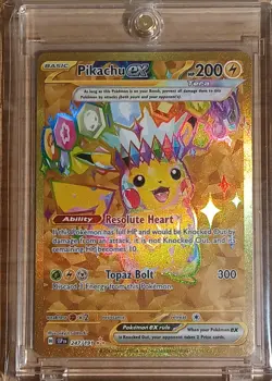 Pokemon TCG Pikachu Ex 247/191 Hyper Rare Gold Surging Sparks Full Art NM - Image 1