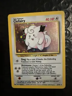 Pokemon TCG Clefairy 5/102 Base Set Unlimited Holo Rare English LP - Image 3