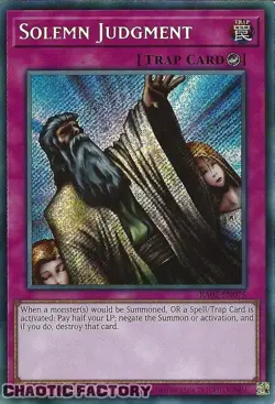 YUGIOH RA02-EN075 Solemn Judgment Secret Rare 1st Edition NM - Image 1