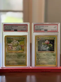 Sequential Shadowless Bulbasaur and Ivysaur PSA 9 Mint 30/102 44/102 Base Set - Image 1
