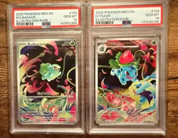 PSA 10 GEM MINT Bulbasaur & Ivysaur Illustration Rare Set 🌿 Sequential Art Pair - Image 1
