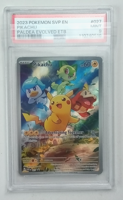 Pikachu 27 Paldea Evolved Black Star Promo Holo PSA 9 Pokemon Card 2023 - Image 1