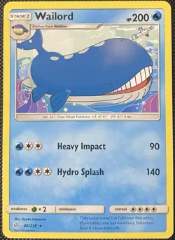 Wailord 46/236 Sm-Cosmic Eclipse Regular - Pokemon Card - Image 1