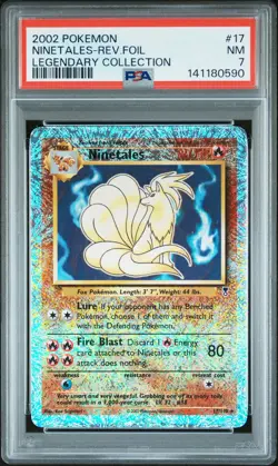 2002 POKEMON LEGENDARY COLLECTION #17 NINETALES-REVERSE FOIL PSA 7 - Image 1