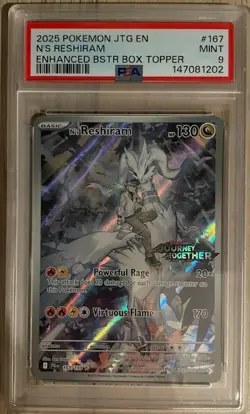2025 Pokemon Journey Together N's Reshiram Box Topper PSA 9 - Image 1
