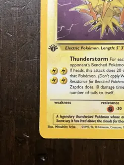 Pokemon Zapdos 15/62 Fossil 1st Edition Holo Rare English 1999 HP80 Basic - Image 3
