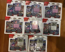 LOT OF 8 Pokemon Temporal Forces 3-Pack Blister Cyclizar Cleffa Scarlet Violet - Image 1