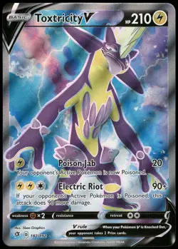 Pokemon Toxtricity V (Full Art) Ultra Rare SWSH02: Rebel Clash 182/192 NM Holo - Image 1