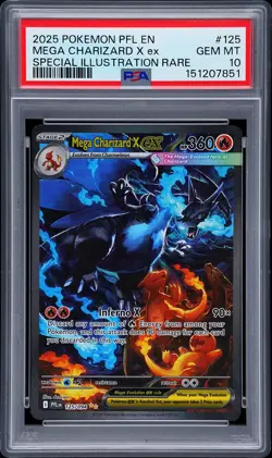 2025 POKEMON PFL EN-PHANTASMAL FLAMES #125 MEGA CHARIZARD X EX PSA 10 - Image 1
