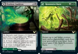 x1 Pestilent Cauldron // Restorative Burst - Foil - Extended Art R MTG Strixhave - Image 1
